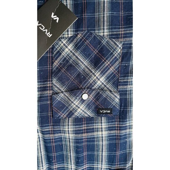 New RVCA Pearl Snap Flannel Plaid Long Sleeve Button Up Shirt Mens Sz Small NWT - Picture 8 of 16